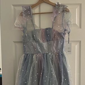 Unique Vintage Rainbow Ombre Moons & Stars Libby Swing Dress